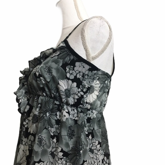 Studio Y ruffle floral chiffon tank top. Sz Small - Picture 5 of 8